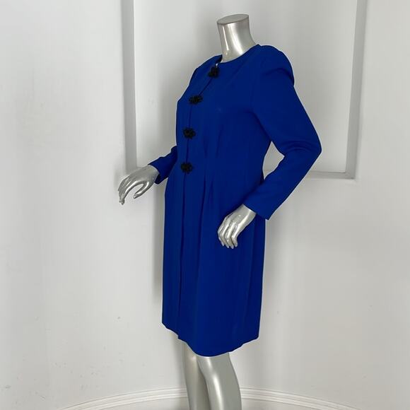 Debra Michaels Vintage Long Sleeve Blue Dress Size 10 P - Picture 6 of 8